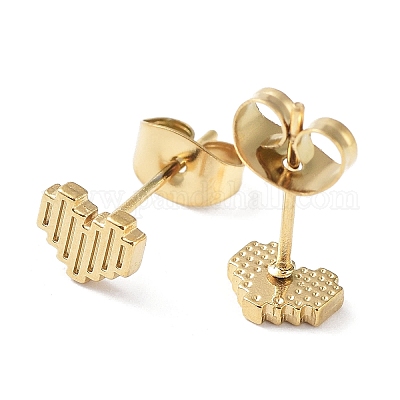 Серьги-гвоздики из нержавеющей стали 304 EJEW-Q788-06G-1