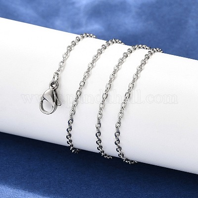Устойчивые к потускнению модные унисекс ожерелья из нержавеющей стали 304 с цепочкой-кабелем NJEW-M047-B-01-1
