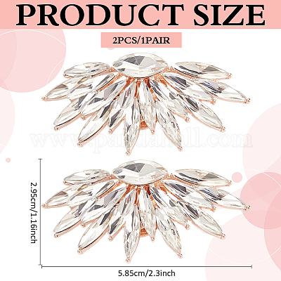 1 пара пряжек для обуви со стразами из сплава AJEW-MA0001-06RG-1