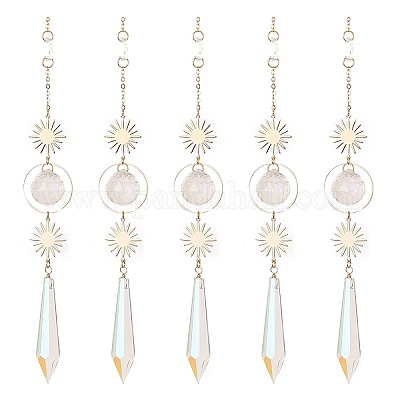 Ab цветное покрытие хрустальный конус большие подвесные украшения HJEW-JM00833-1