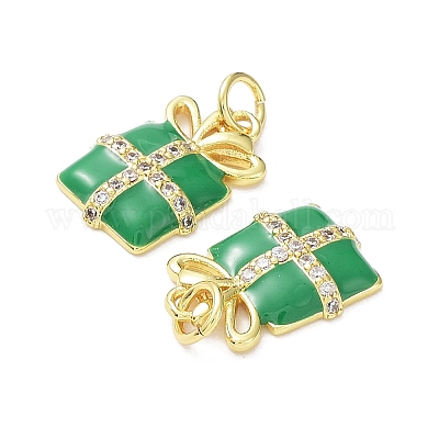 Подвески из латуни с прозрачной эмалью кубического циркония KK-G469-04G-1