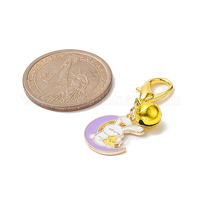 Луна с подвеской из эмали из сплава кролика HJEW-JM00961-1