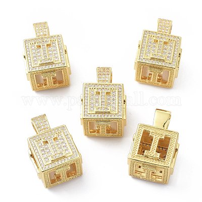 Кулоны из латуни с микропейвом и прозрачным фианитом ZIRC-O045-01G-I-1