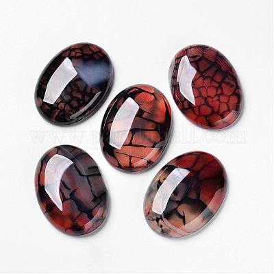 Flat Back Oval 20x15mm 1 piece Natural Dragon Vein Cabochon