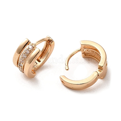 Латунные микро проложить серьги обруча кубического циркония EJEW-C073-36KCG-1