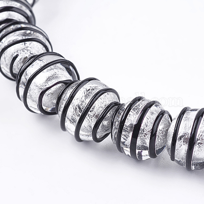 Ручная серебряная фольга стеклянные бусины Lampwork&nbsp;FOIL-G027-01F-1