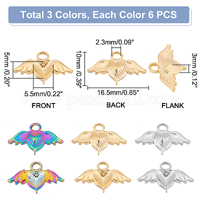 18 шт. 3-х цветные подвески из нержавеющей стали 304 со стразами STAS-UN0044-61-1