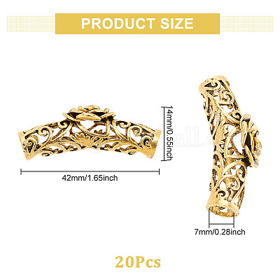 20 шт. изогнутые трубчатые бусины из сплава в тибетском стиле FIND-DC0002-41-1