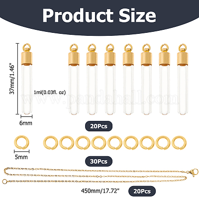 Наборы для самостоятельного изготовления ожерелий с подвесками из нержавеющей стали 304 и стеклянной бутылки DIY-HS0001-51G-1