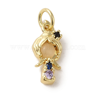 Латунные подвески из цветного стекла с микропаве и кубическим цирконием KK-R162-026F-G-1