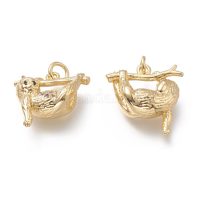 Латунные микропаве прозрачные подвески с фианитом ZIRC-H104-02G-1