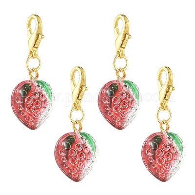 4 шт. подвеска ручной работы в виде клубники HJEW-FS00041-02-1