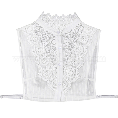 Съемная хлопковая рубашка женская накладной воротник AJEW-WH20054-049B-1