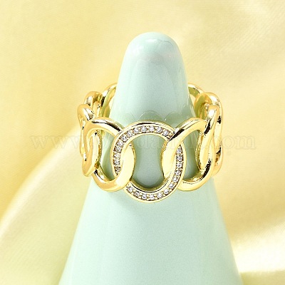 Манжеты из латуни с микро паве кубический цирконий для женщин RJEW-F184-16G-1