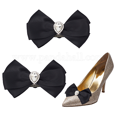 1 Pair Bow Shoe Clips Pearl Bowknot Shoe Charms Removable Shoes Jewelry Decorative Shoe Accessories for Wedding Party Shoe Decors White, Women's, Size