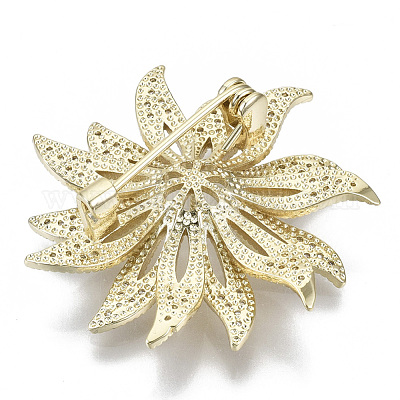 Брошь из латуни с прозрачным кубическим цирконием KK-N232-81-NF-1