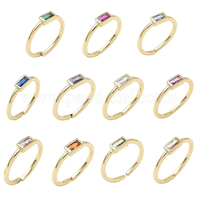 Прямоугольные латунные манжеты со стеклом для женщин RJEW-Z111-05G-1