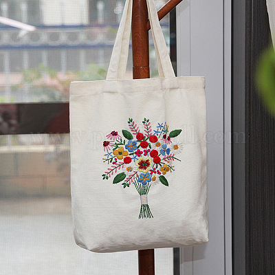 Wholesale DIY Flower Bouquet Pattern Tote Bag Embroidery Kit 