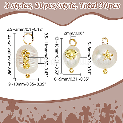 30 шт. 3 стили подвесок из натурального жемчуга FIND-AR0005-32-1
