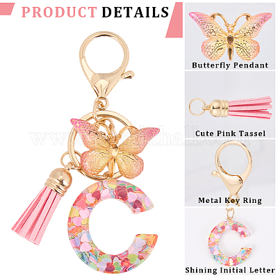 Брелок с кисточкой из цинкового сплава KEYC-WH20004-12I-1