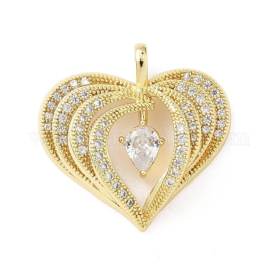 Латунные микропаве прозрачные подвески с фианитом KK-B141-43G-02-1