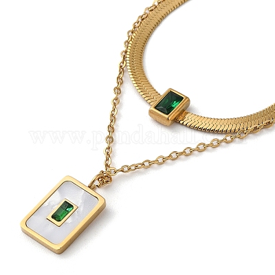 Двухслойное ожерелье из нержавеющей стали 304 с цепочками в виде ёлочки NJEW-C022-03G-1