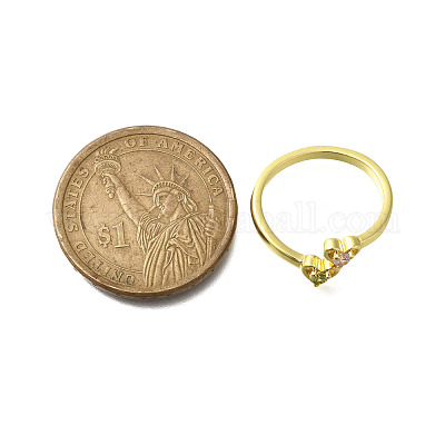 Открытые манжеты из латуни с микропаве и цирконием для женщин RJEW-R005-07G-1