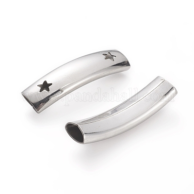 Изогнутые трубчатые бусины из нержавеющей стали 201 STAS-D169-32P-1