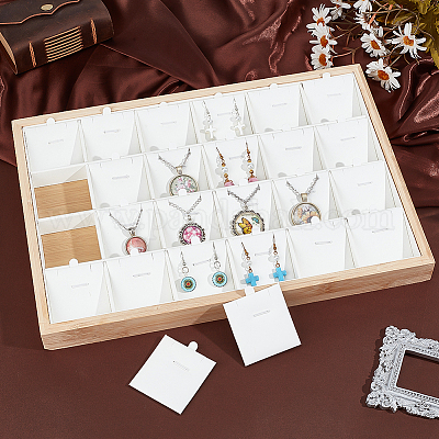 24 сетчатый бамбуковый подвесной дисплей-поднос с демонстрационными карточками из искусственной кожи ODIS-WH0086-091A-02-1