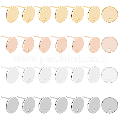 24 шт. 4 цвета 201 нержавеющая сталь фурнитура для сережек-гвоздиков STAS-FH0001-78-1