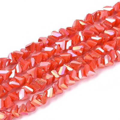 Гальванические непрозрачные стеклянные бусины GLAA-N022-4mm-14-1