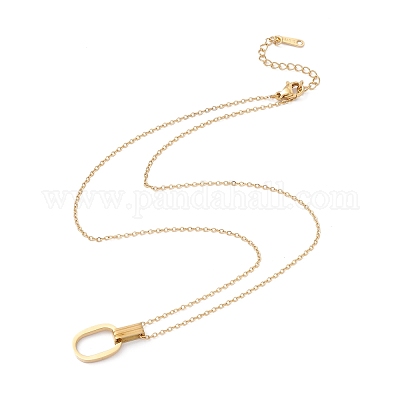 Переплетающееся двойное овальное колье с подвеской NJEW-G074-18G-1