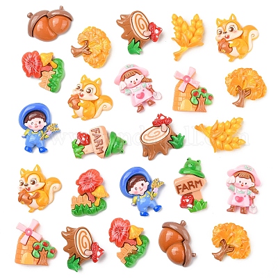 40шт 10 стиля непрозрачные кабошоны из смолы RESI-FS0002-17-1