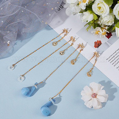 Серьги-гвоздики с кисточками из латуни с прозрачными кубическими цирконами EJEW-DR00002-1