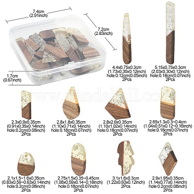 20шт 10 стиля подвески из прозрачной смолы и орехового дерева RESI-YW0001-30-1