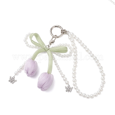 2 шт. подвеска в виде двухцветного тюльпана из ткани и сплава HJEW-JM04394-1