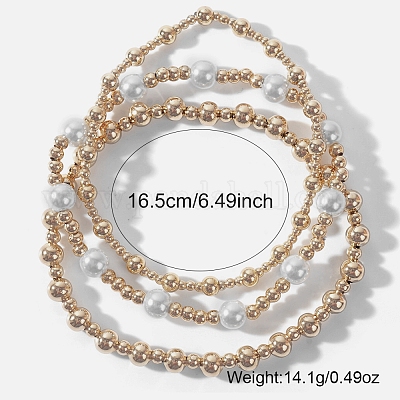 2шт 2 стиля круглые латунные бусины эластичные браслеты для женщин IB6055-1