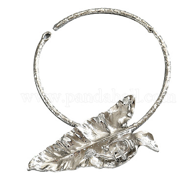 Женские ожерелья-чокеры из цинкового сплава с кристаллами и листьями из пластикового жемчуга FS-WGACF56-02-1