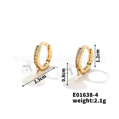 Круглые серьги-кольца из латуни с искусственным жемчугом XJ1911-4-1