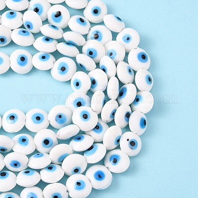 Плоские круглые глаза Lampwork зло шарик нити LAMP-R118-07-1