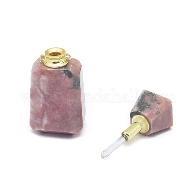 Граненые подвески в виде открывающегося флакона для духов из натурального родонита G-E556-04L-1