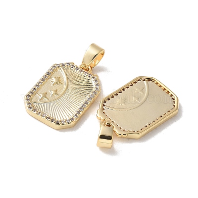 Латунные микропаве прозрачные подвески с фианитом KK-Q031-27G-1