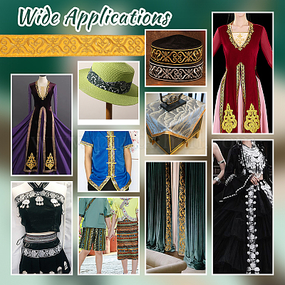 Этнический стиль цветочный узор вышивка полиэстеровые ленты OCOR-WH0104-44B-1