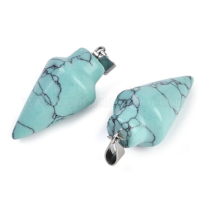 Синтетический бирюзовый камень указал подвески G-K384-01P-03-1