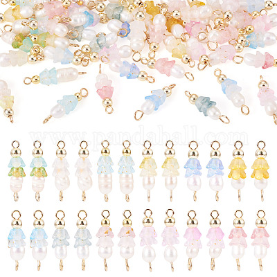 48 шт. 12 стиля подвески-коннекторы из акрила и натурального жемчуга PALLOY-CW00008-1