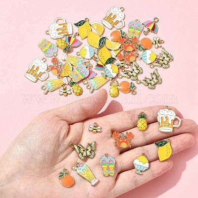 48шт 12 стиля подвески из сплава с эмалью ENAM-FS0003-51-1