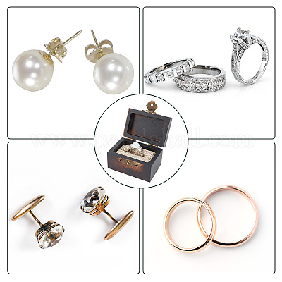 Прямоугольные старинные деревянные ящики для хранения колец&nbsp;CON-WH0087-85A-1