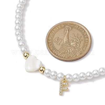 Ожерелья с подвесками из латуни микро-паве класса AAA с кубическим цирконием и буквами NJEW-JN04771-06-1