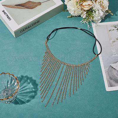 Цепочка из сплава стразов и полиэстера AJEW-WH20072-21G-1