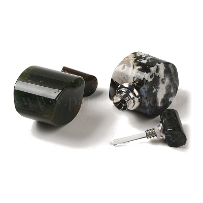 Флаконы для духов с капельницей из натурального мохового агата DJEW-H010-02P-04-1